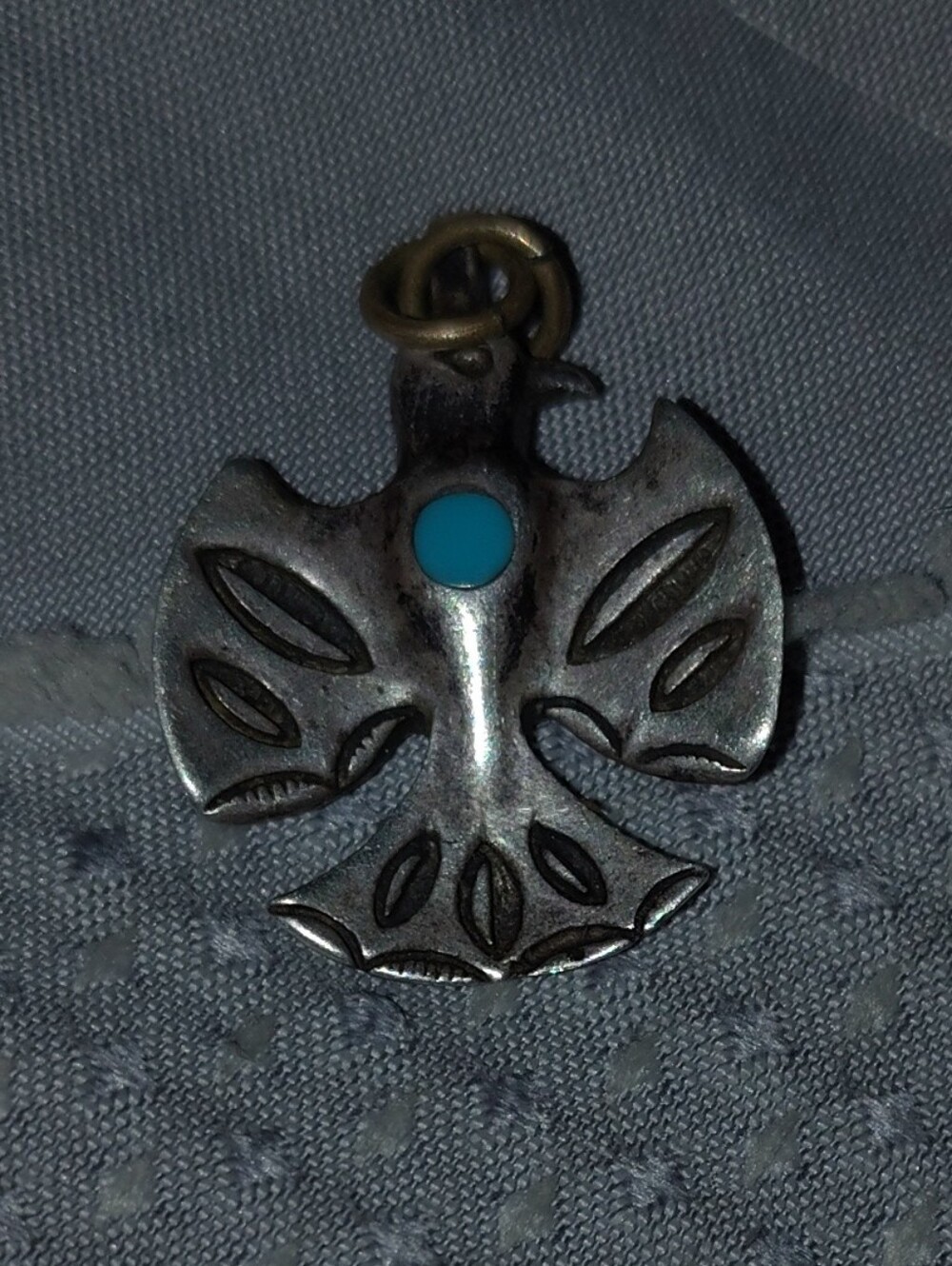 925 Sterling Silver Old Pawn Native Turquoise Pendant